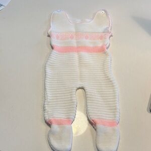 Vintage Pink and White Knit Baby One Piece